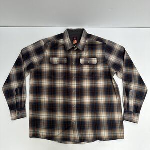 Swiss Tech Button Front Shirt Mens Sz XL Mambo Brown Plaid SM47Y118